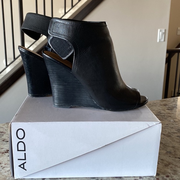 Aldo black leather heels womens 7 - Picture 3 of 4